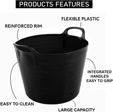 Heavy Duty Flexi Tub Builder Bucket With Handles Garden Trug Mixing Container
