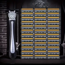 Men's Three-layer Manual Shaver, Safe Razor Set with Black and Gray Handle 30pcs