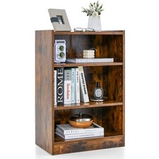 3-Tier Bookcase Open Multipurpose Display Rack Cabinet w/ Adjustable Shelves