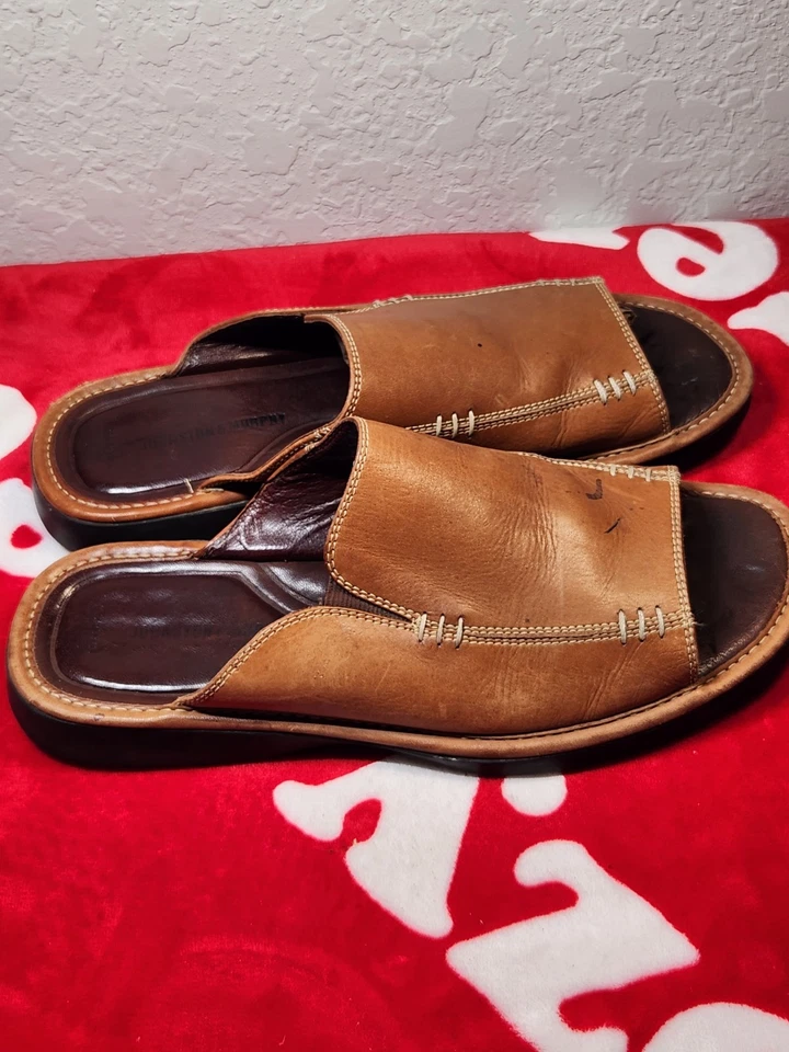 Johnston & Murphy Hombre Sandalias Deslizantes Cuero Marrón Talla 10 Foto 4 de 4