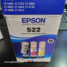 Genuine Epson 522 Ink Bottles 3 Pack for ET-2720 ET-2800 ET-2803 ET-4700 ET-4800