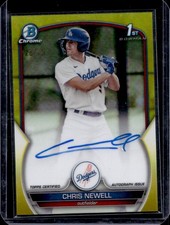 2023 Bowman Chrome Chris Newell Auto Yellow Refractor 1st Prospect #/75 Dodgers
