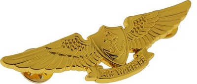 USN Regulation Size Gold Aviation Warfare Specialist Badge Navy Insignia Pin