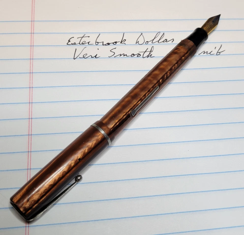 Bolígrafo de dólar Esterbrook anterior a la Segunda Guerra Mundial con Veri liso mediano nuevo en caja Foto 4 de 4