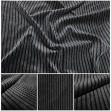 Baumwollsamt Baumwolle Stoff Samt Gestreift Grau Schwarz Bekleidung Polsterstoff