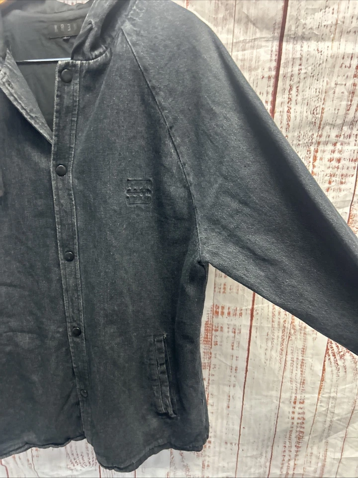 Chaqueta de mezclilla negra Krew abotonada con capucha XL Foto 3 de 4