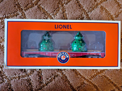 LIONEL O GAUGE CHRISTMAS TREE FLAT CAR 2128060 BLINKING LIGHTS WITH ORIGINAL BOX