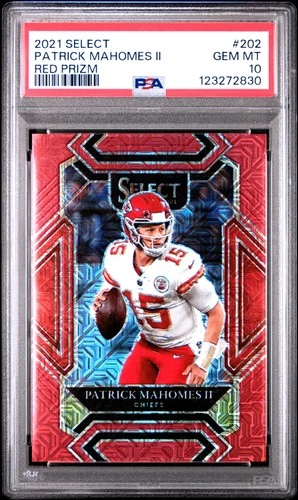 2021 PANINI SELECT RED PRIZM #202 PATRICK MAHOMES II 4/49 PSA 10