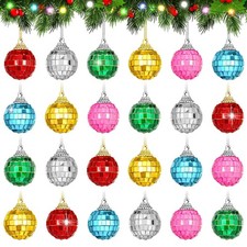 24 Mini Disco Balls Colorful Christmas Ornaments for Festive Decor