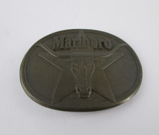 Vintage 1987 Solid Brass Philip Morris Marlboro Longhorn Decorative Belt Buckle