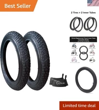 2 Sets 12"/14"/16"/18"/20" Bike Replacement Tires and Inner Tubes for MTB, BM...