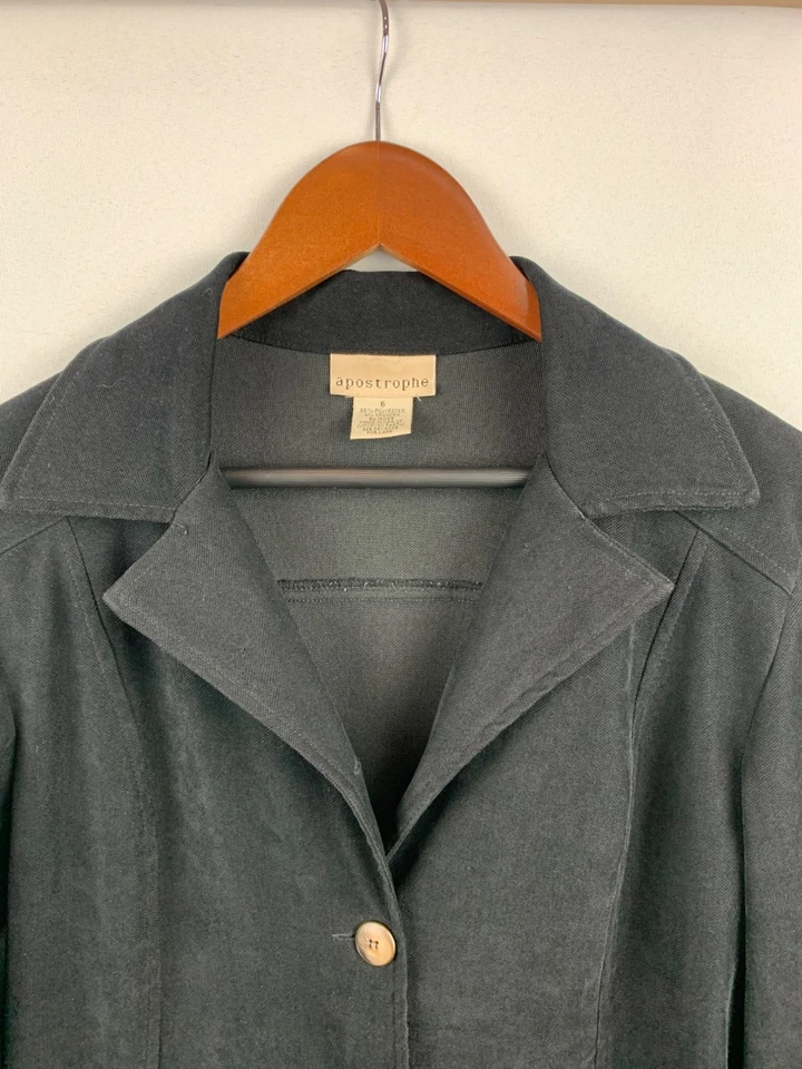 Apostrophe Womens Button-Up Blazer Jacket Size 6 Black - Image 2 of 4