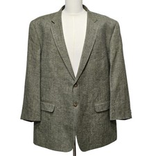 Orvis Blazer Mens Large Gray Textured Linen Blend Sport Coat Two Button Classic