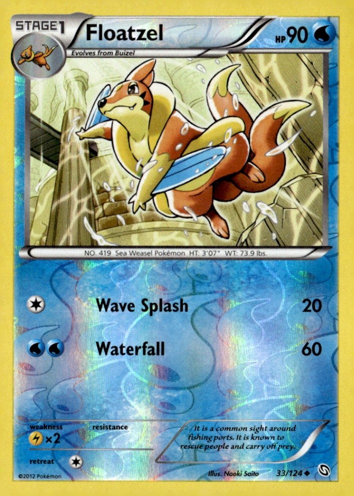 Floatzel Uncommon Reverse Holo Dragons Exalted 33/124 Pokémon TCG