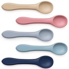 5-Piece Silicone Baby Feeding Set Soft Bendable Spoons for Infants