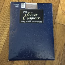 Leggs Sheer Elegance Silky Sheer Control Top Pantyhose Sz AB Nude Sheer Toe NOS