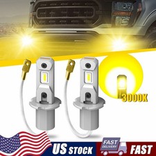 1/2Set Super Bright H3 CSP LED Fog Light Bulbs Headlight DRL 20W 4000LM 3000K Ye