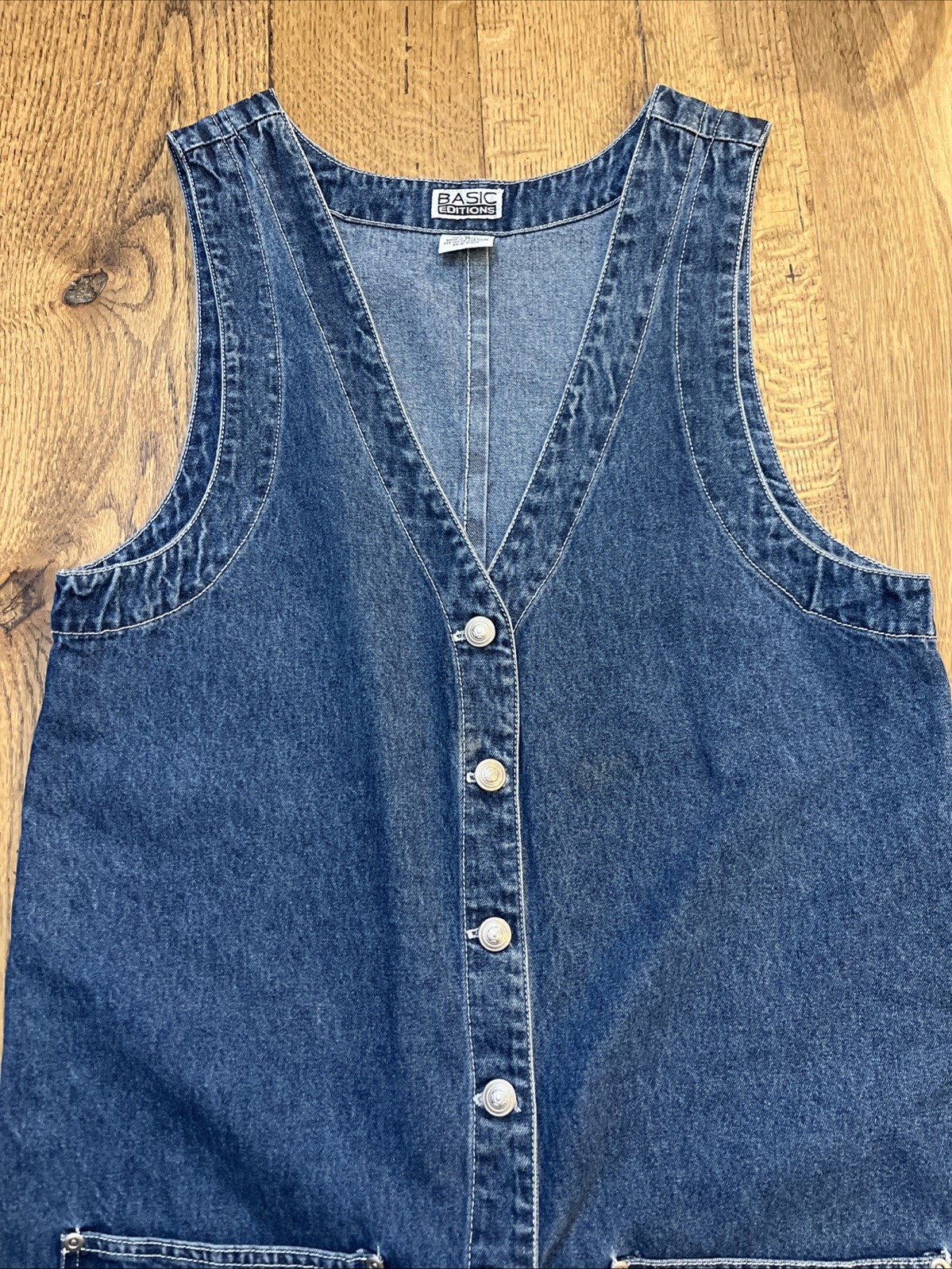 Basic Editions Denim Sleeveless Button Front Dres… - image 3