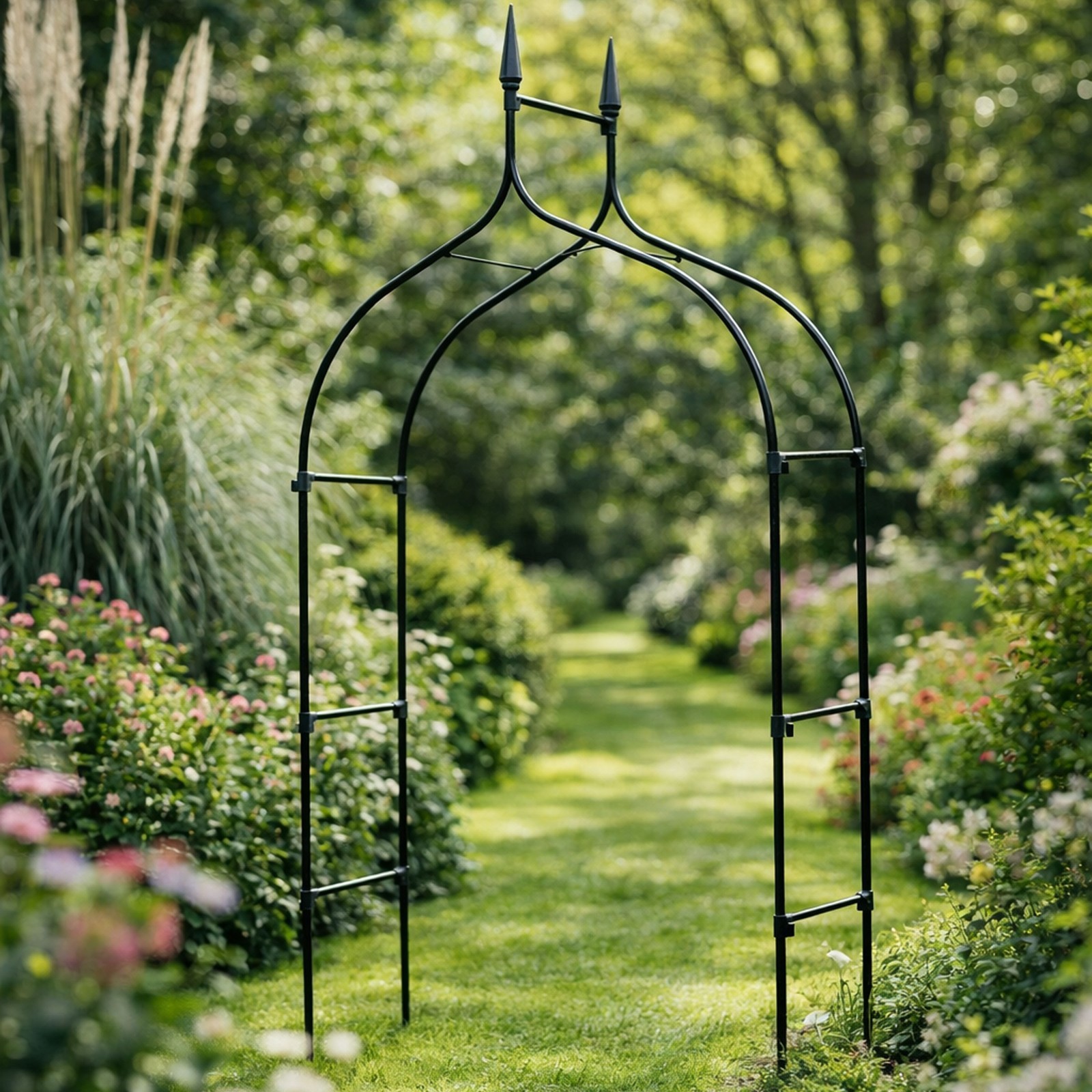 Garden Metal Arch Rose Entrance Arbour Archway Plant Support Frame Black Gothic