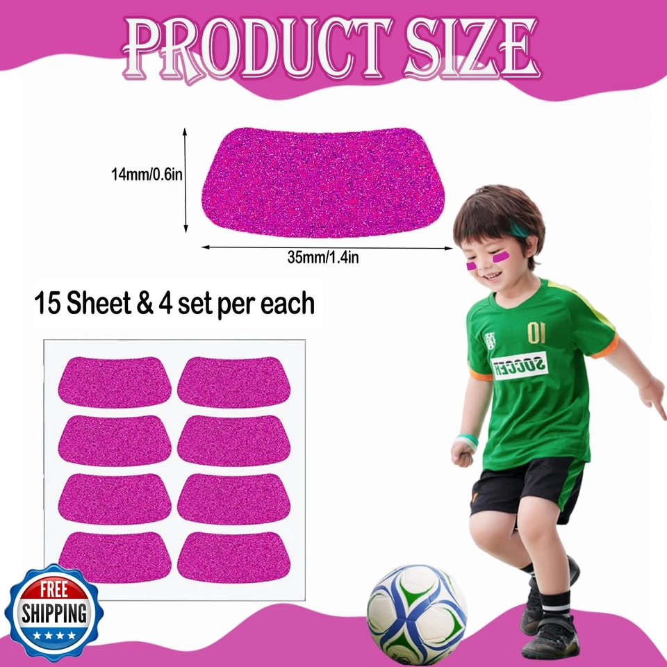 120 peças adesivos rosa olho preto para crianças beisebol rosto glitter - adesivo sofá - Imagem 3 de 4