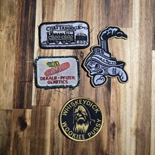 Lot of 4 Vintage Embroidered Patches Chattanooga Choo Choo Dekalb Pfizer Outlaw