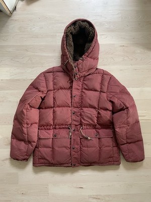 RRL Quilted Twill Puffer Jacket Coat Removable Hood Red Men Medium
