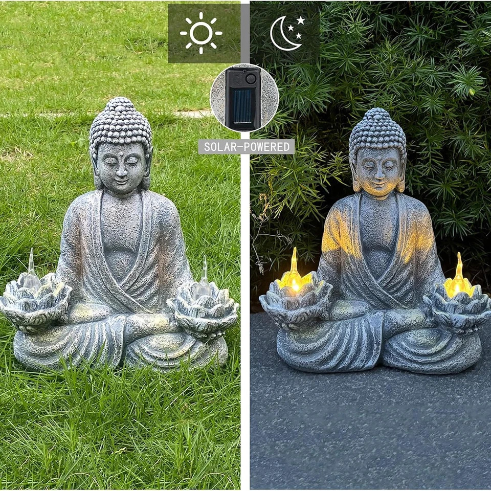 Buddha Statue Solar Light Outdoor Garden Decor Waterproof for Yard Patio Pathway - image 3 of 4