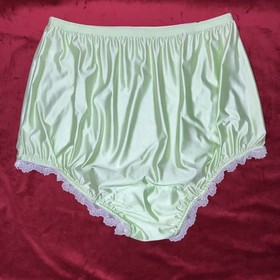 NIP M L Can Can Granny Panty Silky Nylon Satin Lace Brief Sissy Vintage styl