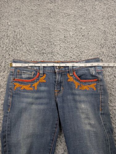 Jeans People For Peace donna 29x32 blu bootcut ricamato floreale invecchiato - Foto 6 di 10