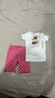 Girls Short Sleeve Pajamas, T-shirt And Shorts, Cherry Design, Size 4T, NWT