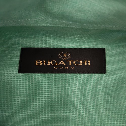 Bugatchi Uomo Green Modal Rayon Blend Short Sleeve Button Up Shirt Mens L - Picture 3 of 8