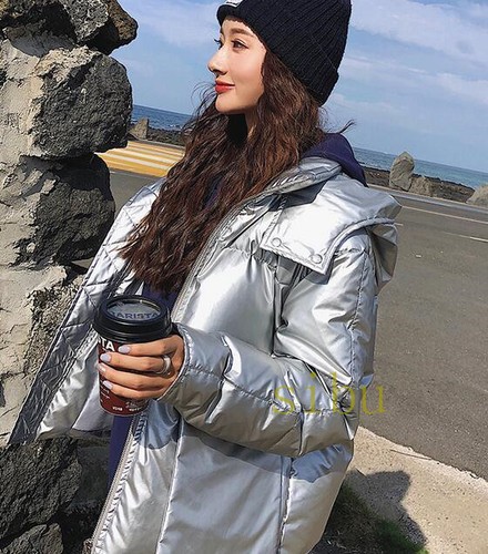 donna Down Silvey Cotton Short Shiny New sciolto invernale Parka Cappotto vqEOaO