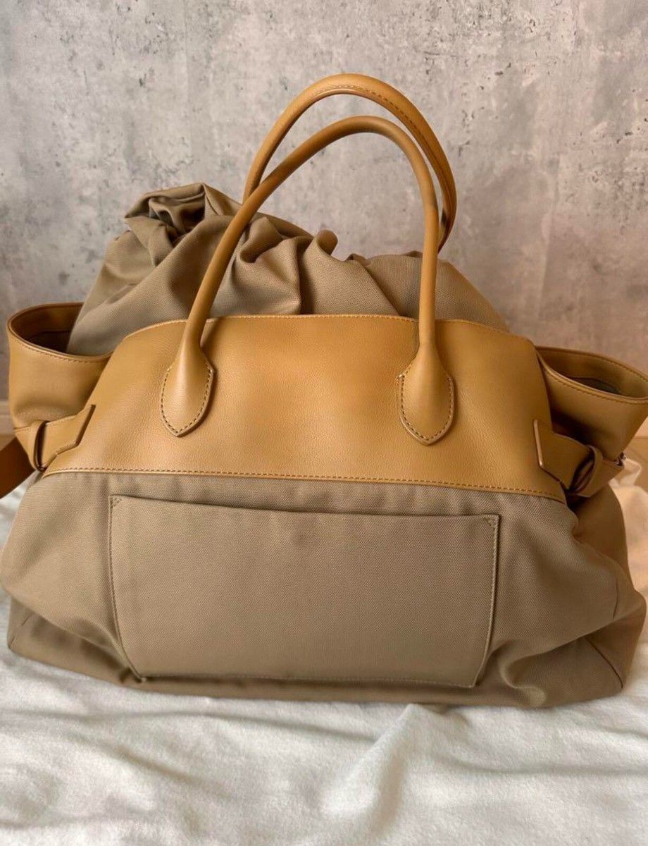 Auth The Row Margaux 17 Inside-Out Canvas Tote Bag Beige Ships