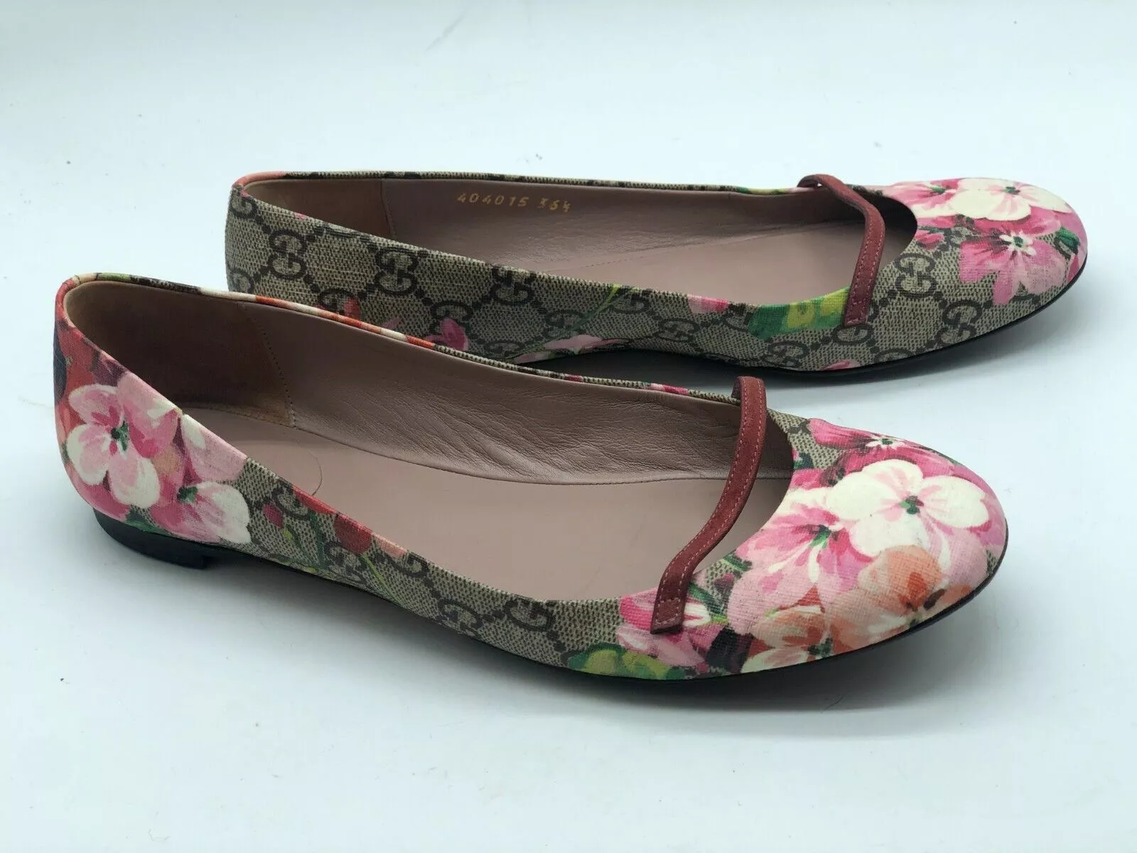 CHAUSSURES BALLERINES PLATES À ENFILER GUCCI GG SUPREME BLOOM BAYADERE POINTURE 36 1/2