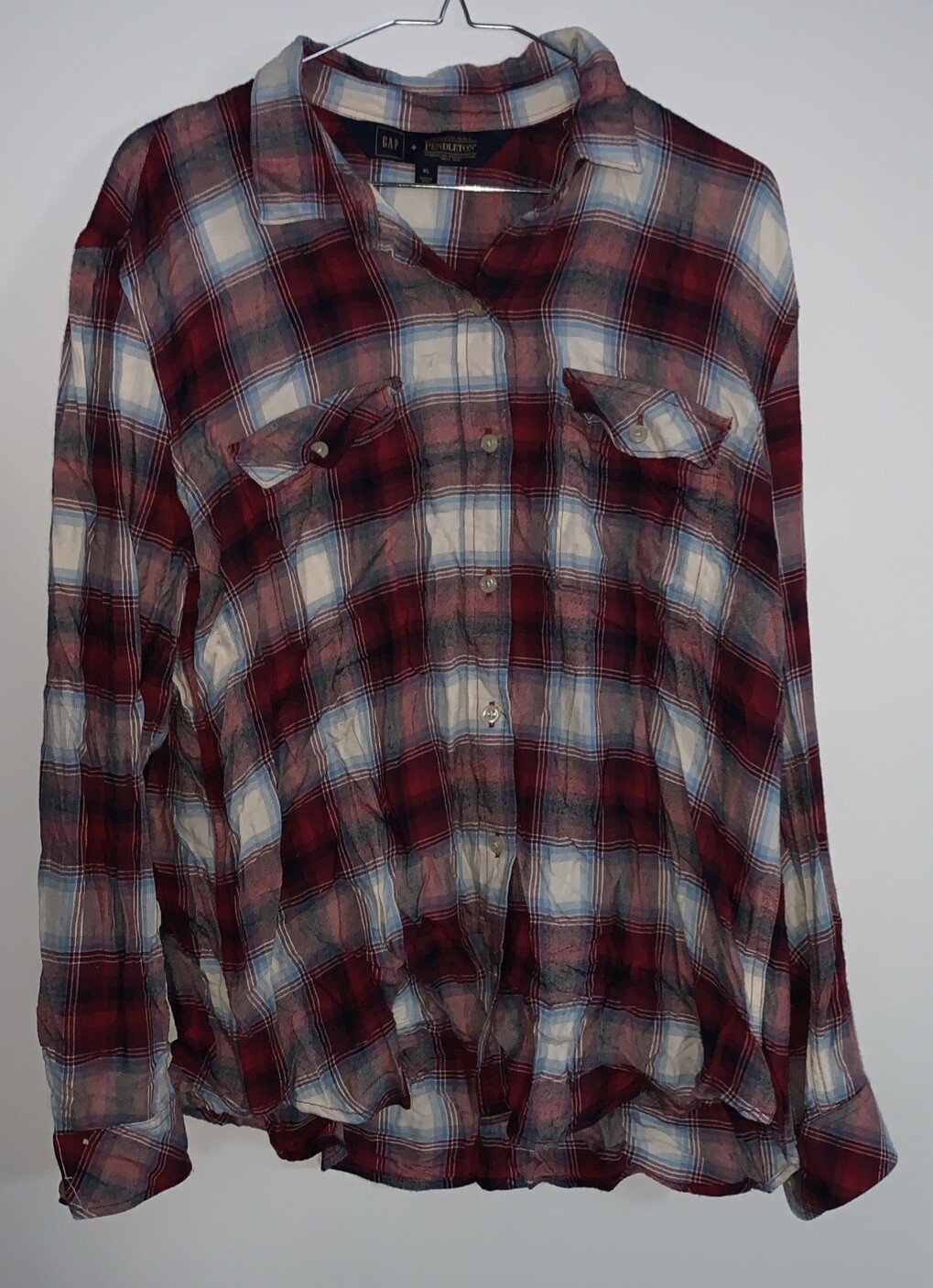 Gap Pendleton Women’s Red/White Plaid Longsleeve Flannel Button Down Shirt XL