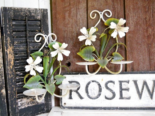 Italienischer Tole Floral Wandleuchter French Country Lights Kandelaber Kerzenhalter - Bild 1 von 5