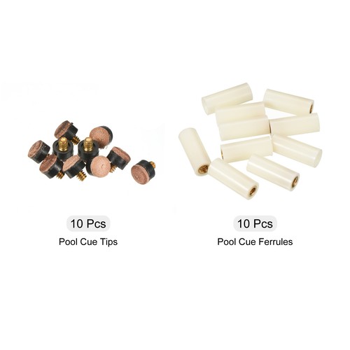 10 Pairs 10mm Dia Screw-on Billiard Pool Cue Tip with Ferrules Brown Beige - Picture 3 of 5
