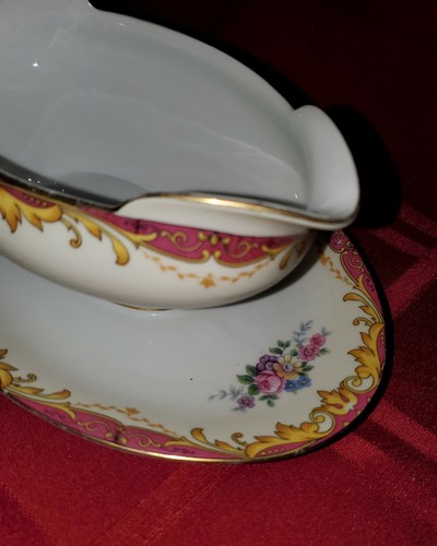 MZ Czechoslovakia Moritz Zdekauer Gravy Boat W/ Attached Underplate Rare Pattern - Picture 6 of 10