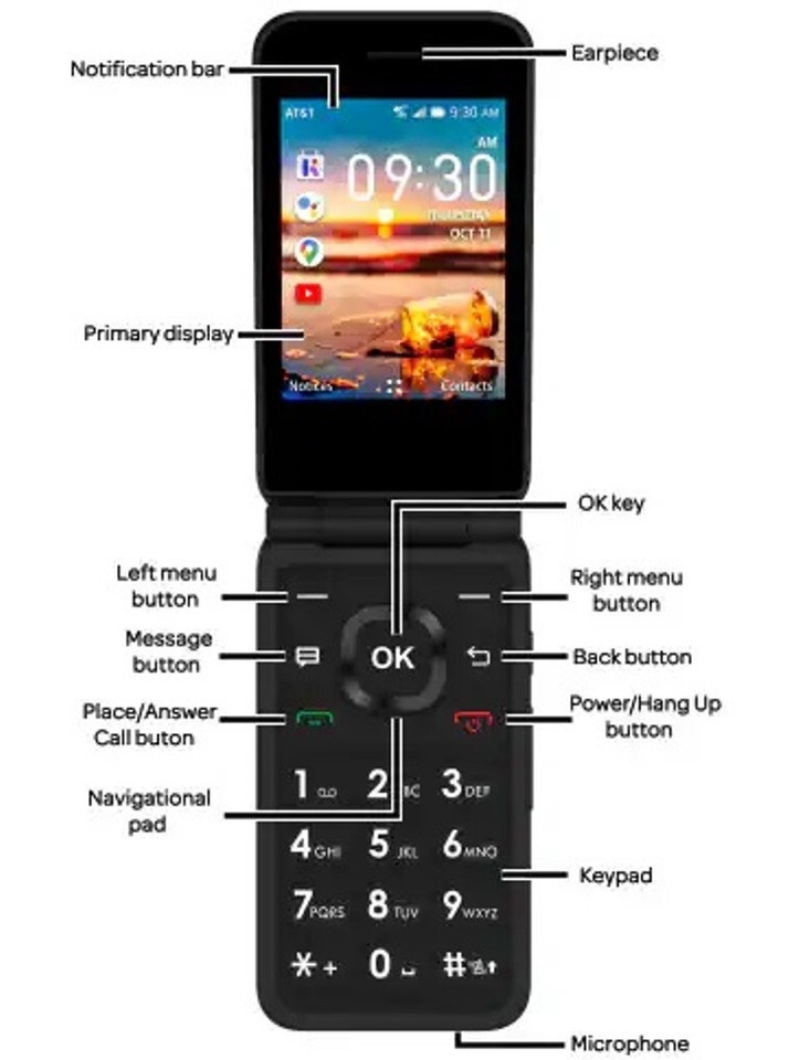 Alcatel Cingular Flip 4 IV U102AA (Unlocked) AT&T 4G LTE Phone Black