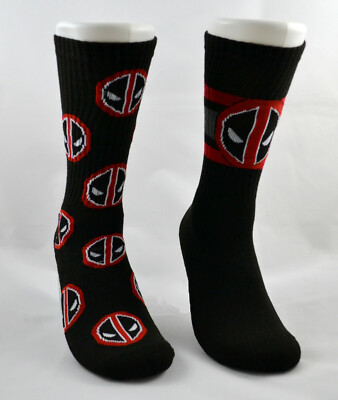 Deadpool Men's Crew Socks Hyp Marvel Comics Superhero Double Pack Hypnotic