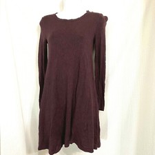 Forever 21 Wool Shirt Dress Burgundy Junior Size Small Long Sleeves