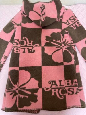 Alba Rosa Blanket Coat Hibiscus Foodie Free Size Pink Brown | eBay