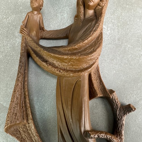 Mid Century Modern Mutter Maria Madonna & Jesuskind Wandrelief Religiöse Kunst - Bild 3 von 10