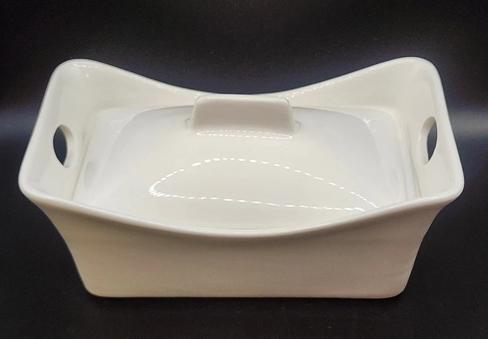 Blue Harbor Porcelain White Butter Dish With Lid, Modern 4.75x2.75x2.5 inches - Image 4 of 4