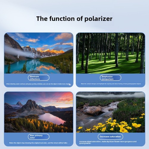 Polariseur optique pour téléphone portable, appareil photo reflex avec réflexion spéculaire réduite - Photo 3 sur 12