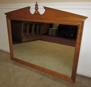 Vintage Ethan Allen Baumritter Maple Wall Dresser Hanging Mirror