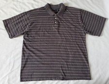 CHEROKEE Men's Size L Gray Striped Cotton Blend Short Sleeve Polo Shirt