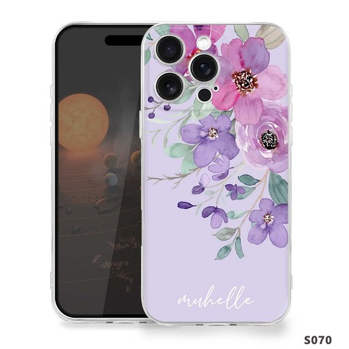 Floral Printed Phone Case Customized Name Cover For iPhone 16 15 Pro 13 15 12 14 - Picture 15 of 95