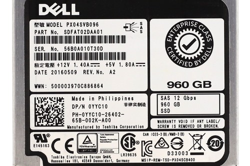 Dell PX04SVB096 960GB 2.5" 12Gb/s MLC SAS Solid State Drive Dell P/N: 0YYC10 - Picture 3 of 3