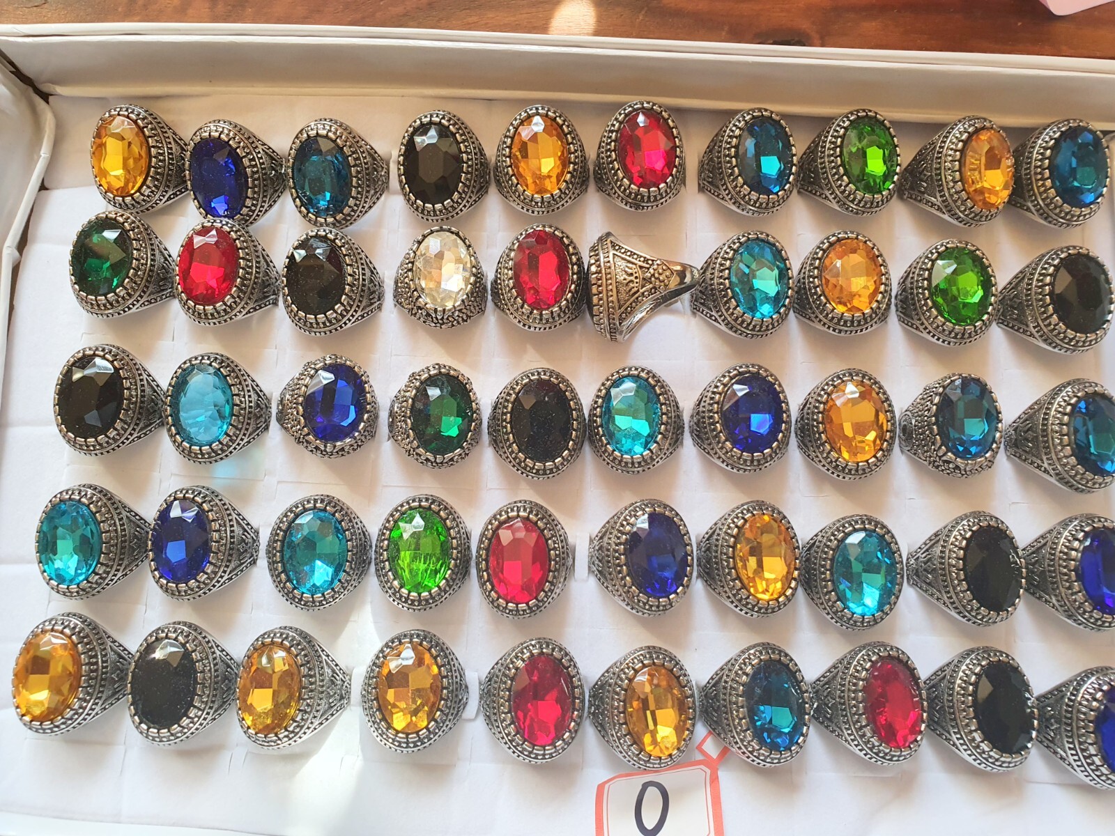 Joblot of 50PCS Mixed color GLASS Crystal  rings-NEW Wholesale LOT 0